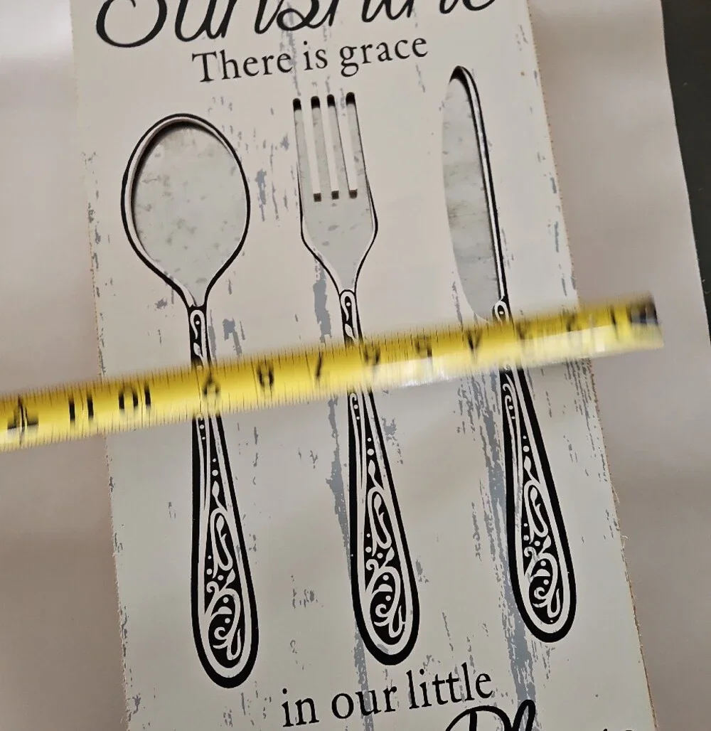 White Country Cutlery Wall Art Sign - Rustic Kitchen Decor